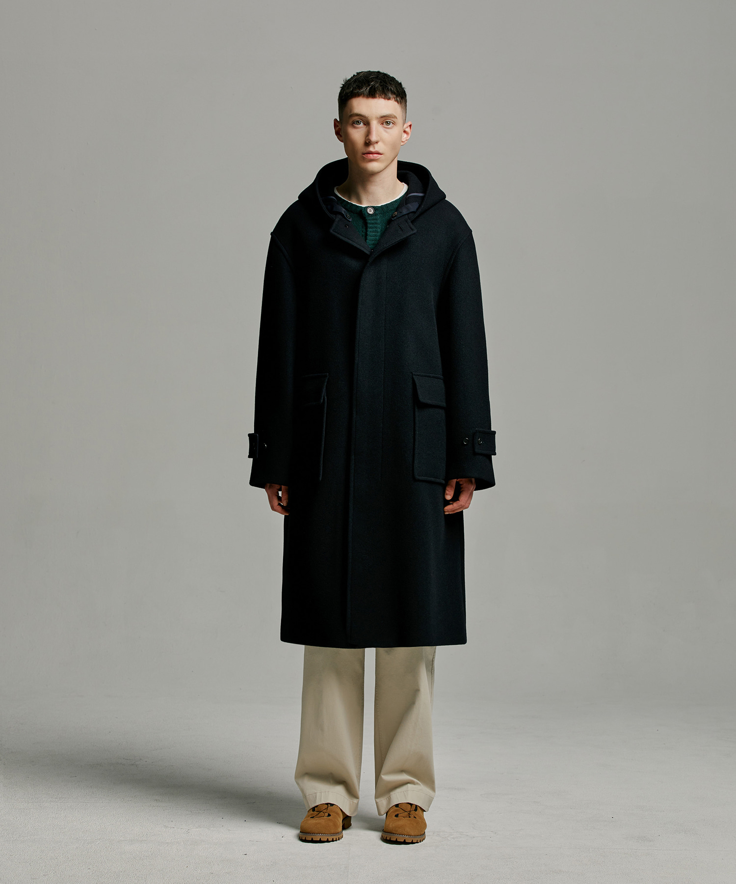 22AW Editor Cashmere Hooded Coat (Dark Navy)