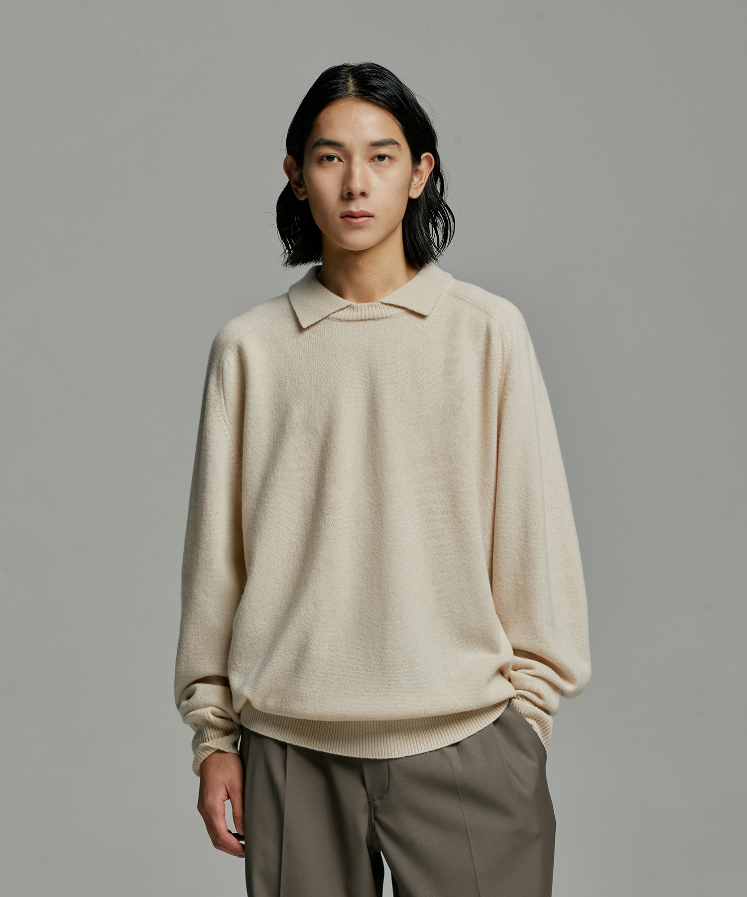 22AW Scape collar Pullover (Butter Milk)