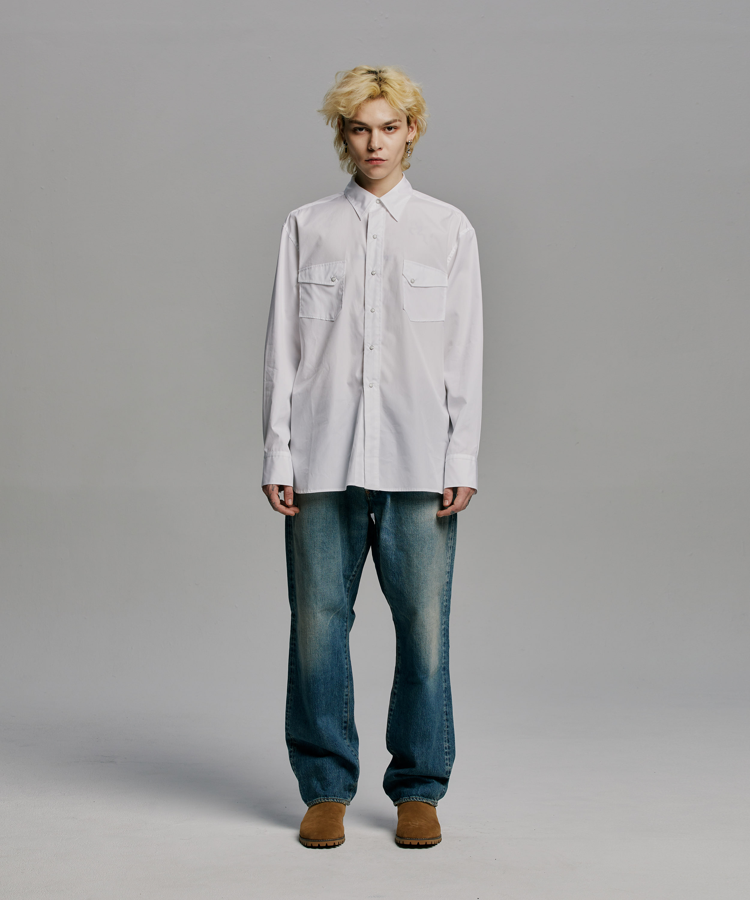 Western Shirt Cotton Broad (White)