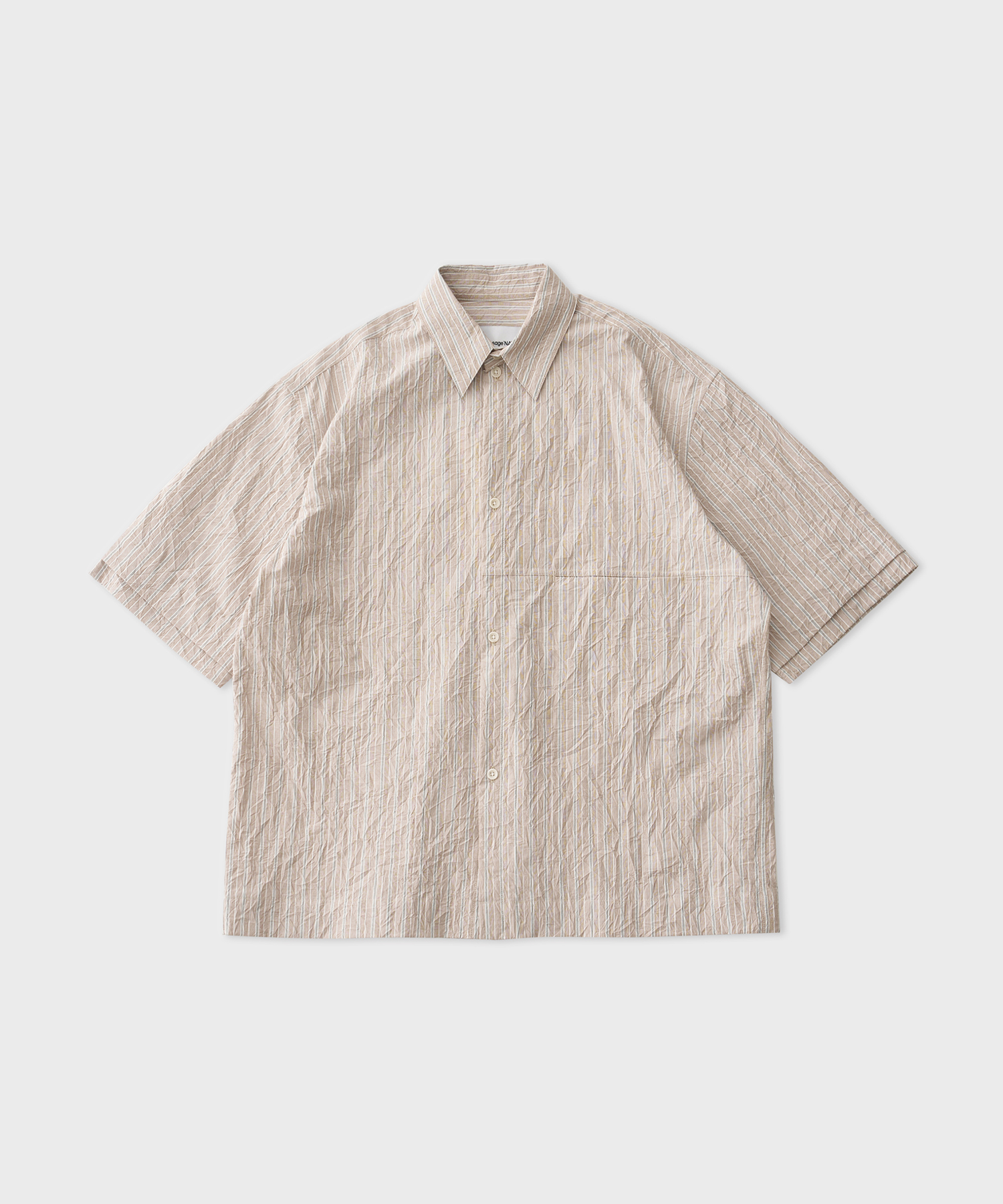 Box Shirt Short Sleeve (Crinkle Pinstripe)