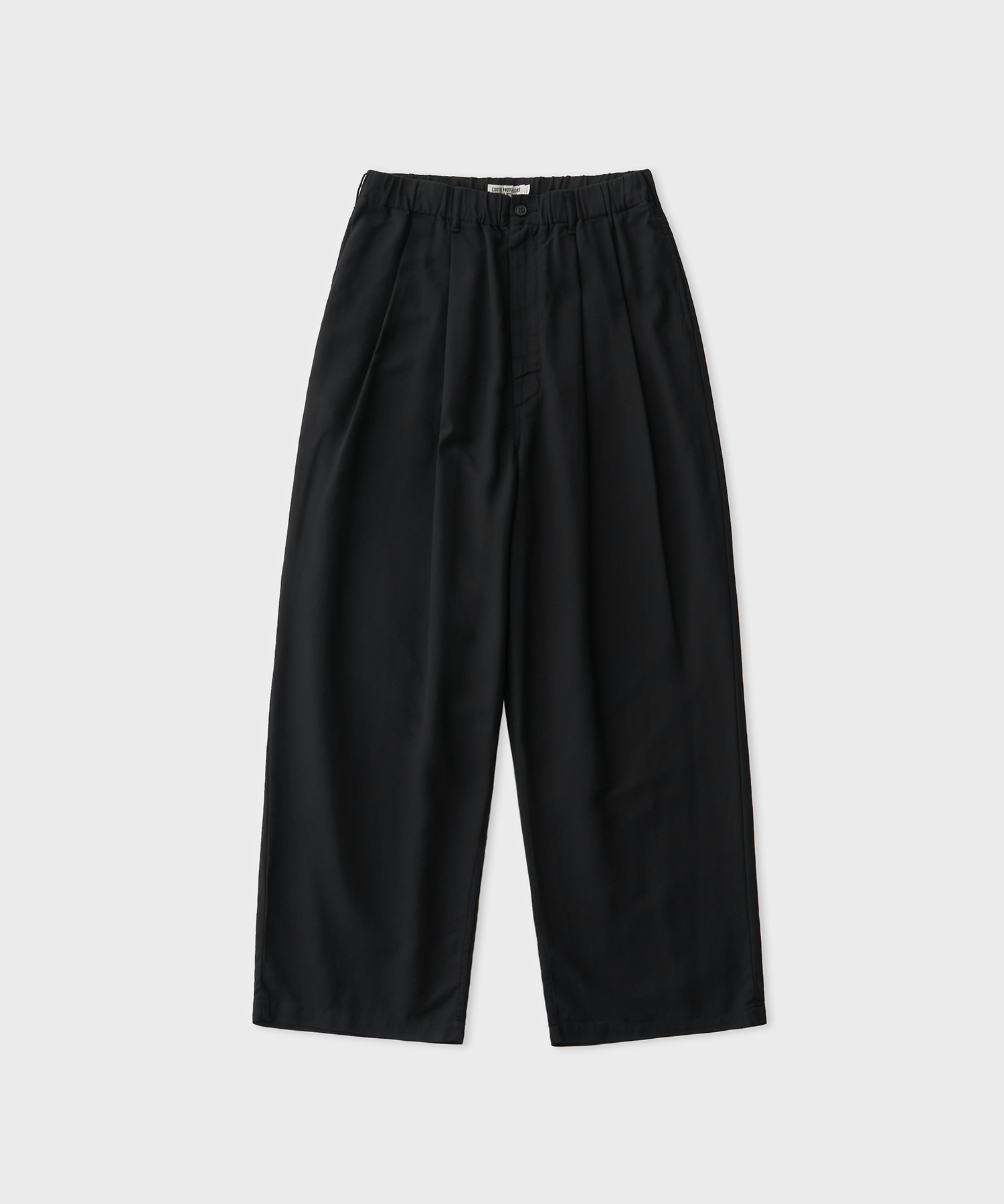 Garment Dyed Double Cloth 2 Tuck Wide Easy Trousers (Black)