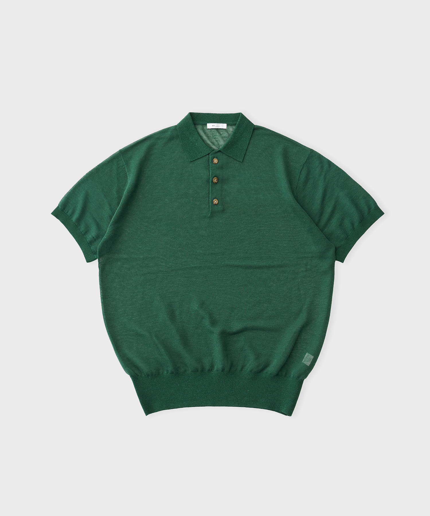 See-Through Short Sleeve Polo Knit (Green)