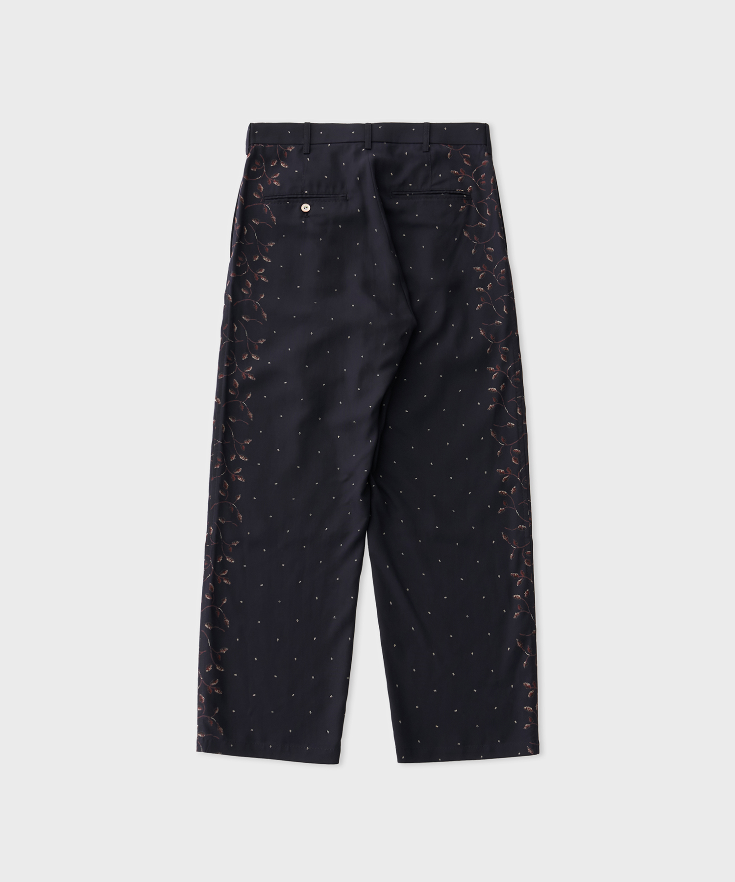 Botanical Print Wide Trousers (Navy)